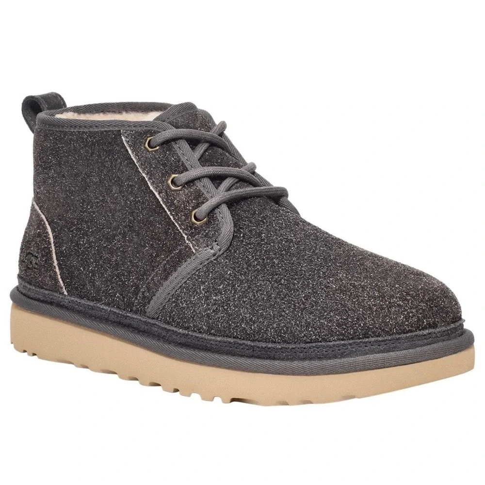 UGG Neumel Shaggy Suede Dark Grey Mens Chukka Boots 1158219 DGRY Sz 8
